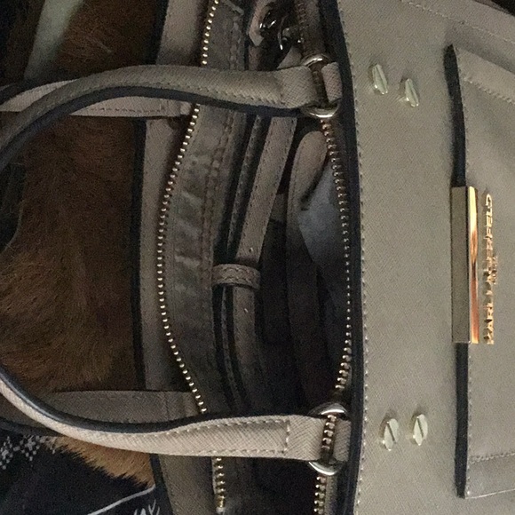 KARL LAGERFELD TAUPE BAG WITH GOLD STUD HARDWARE- - Picture 4 of 4